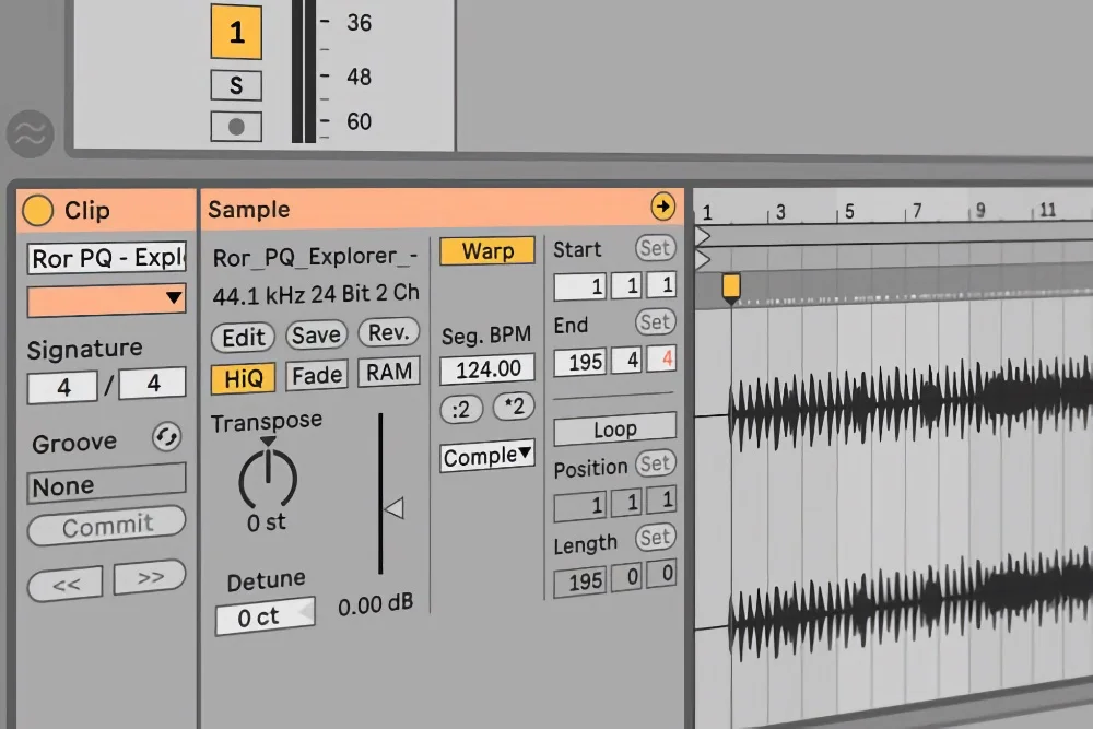 sample and clip section of ableton DAW