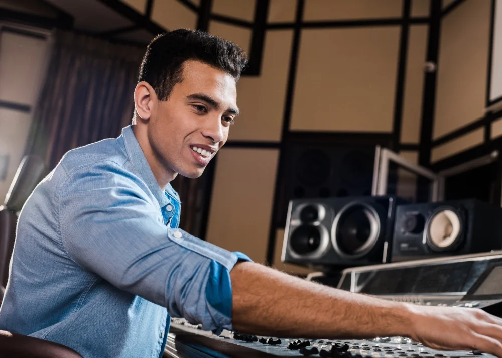 Daniel in front of mixing desk